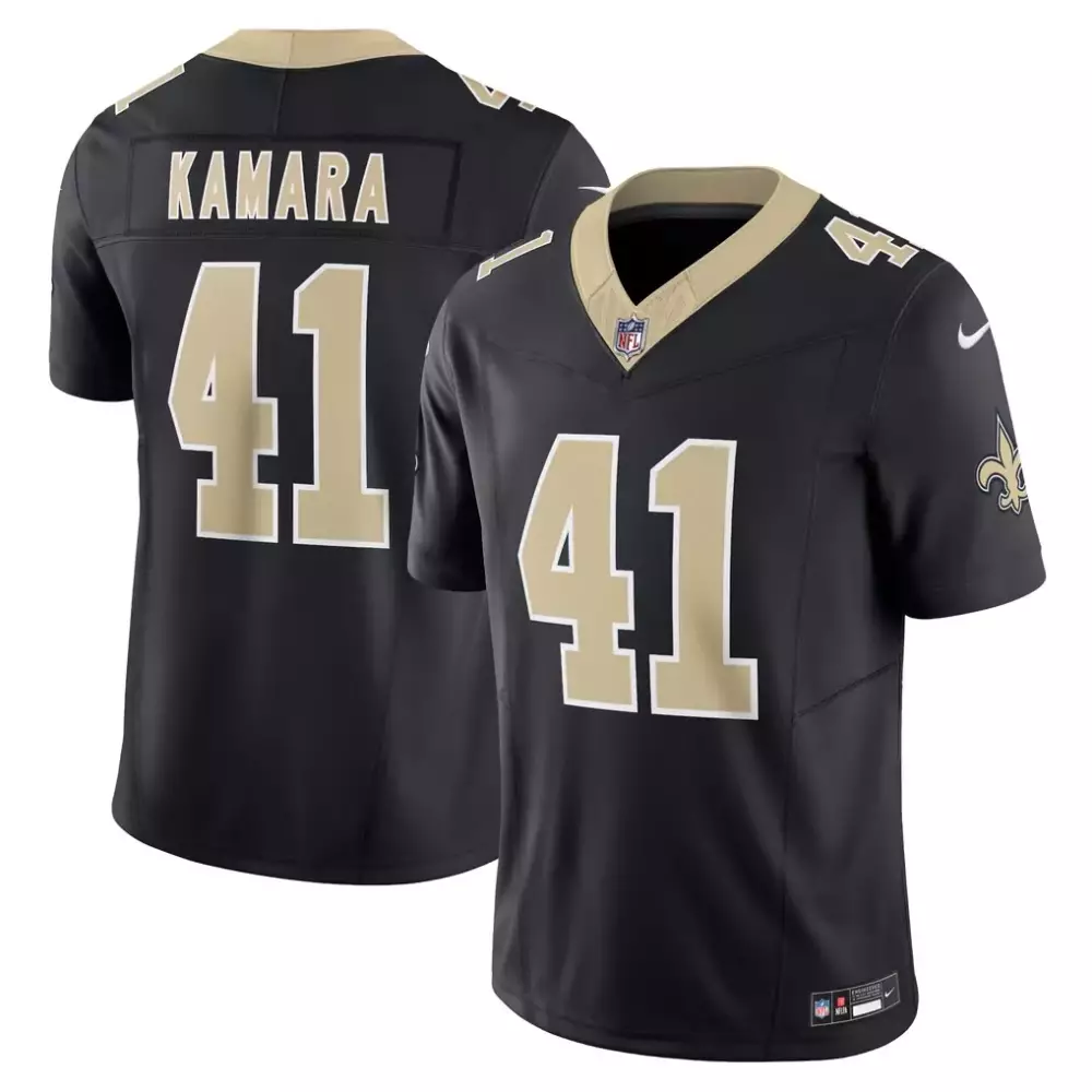 Alvin Kamara 41 Jersey Black New Orleans Saints Men Authentic Gold White Vapor Limited
