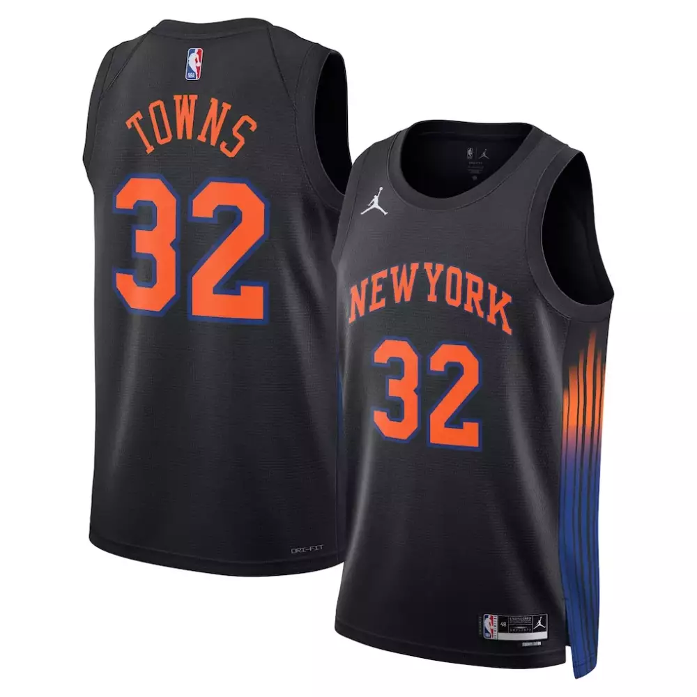 Karl-anthony Towns 32 Jersey Black Gothic Sin City New York Knicks Men Authentic