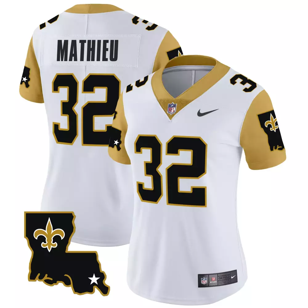 Tyrann Mathieu 32 Jersey White Gothic New Orleans Saints Women Limited Alternate