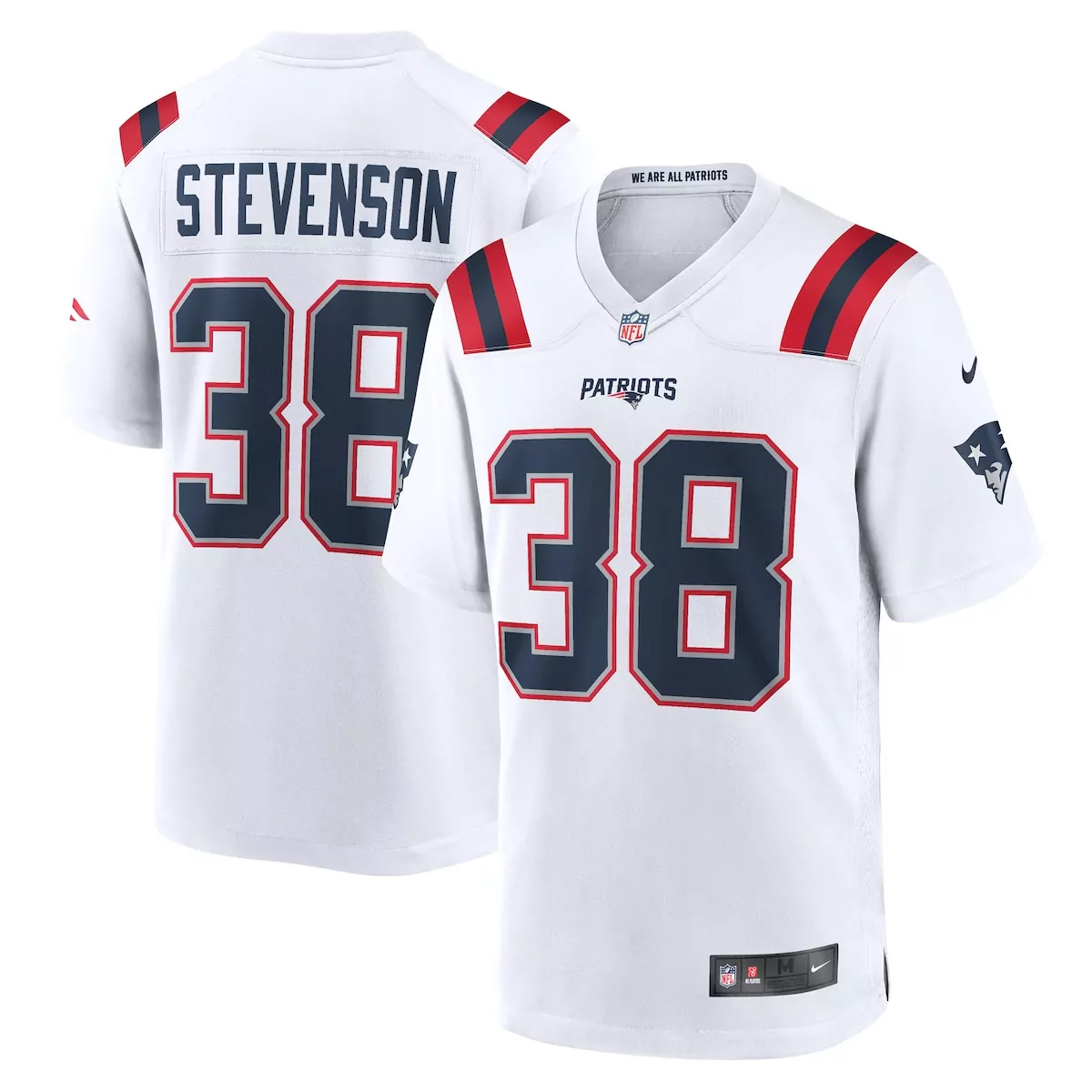 Rhamondre Stevenson 38 Jersey White New England Patriots Men Replica Alternate Red