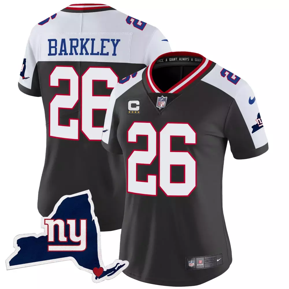 Saquon Barkley 26 New York Giants Jersey Dark Gray City Women Stitched Alternate