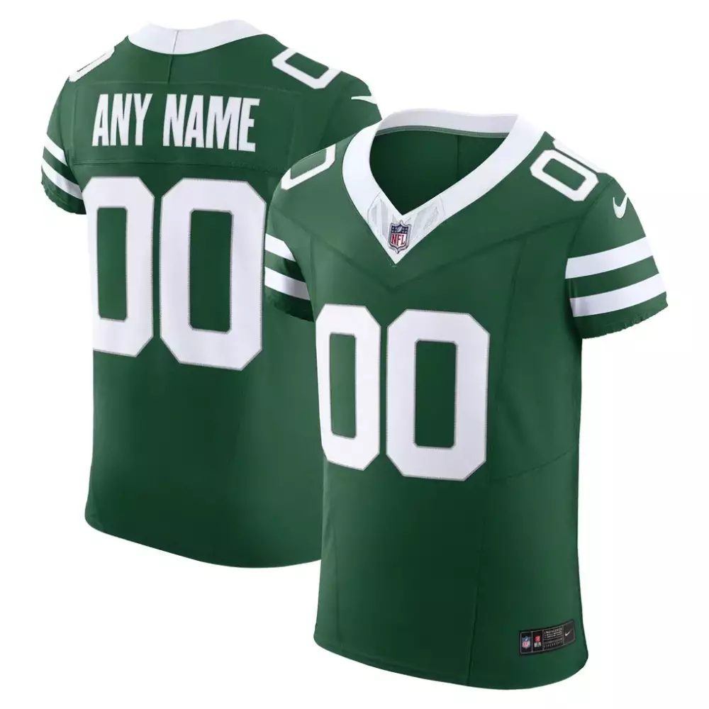 Custom New York Jets Jersey Green Men Replica White Vapor Elite Legacy