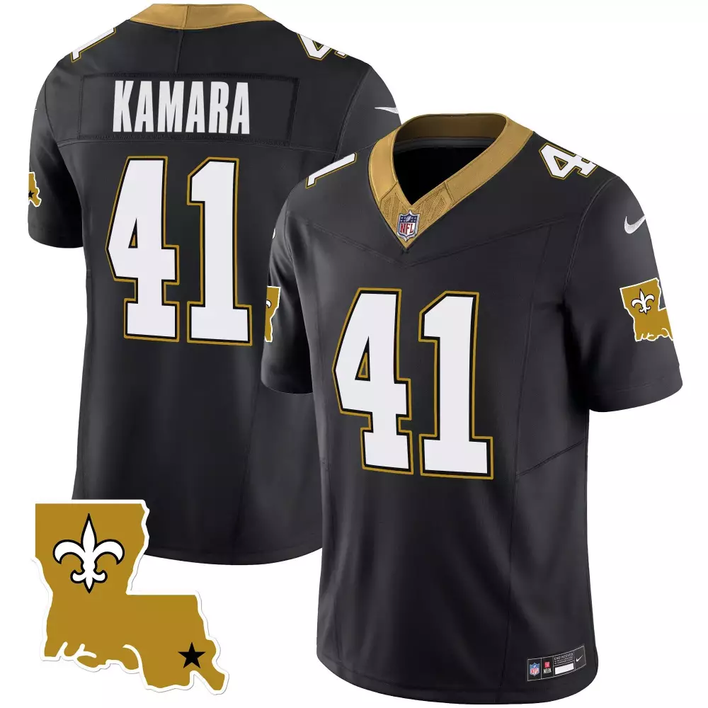 Alvin Kamara 41 Jersey Black New Orleans Saints Men Stitched Gold Legacy Vapor All