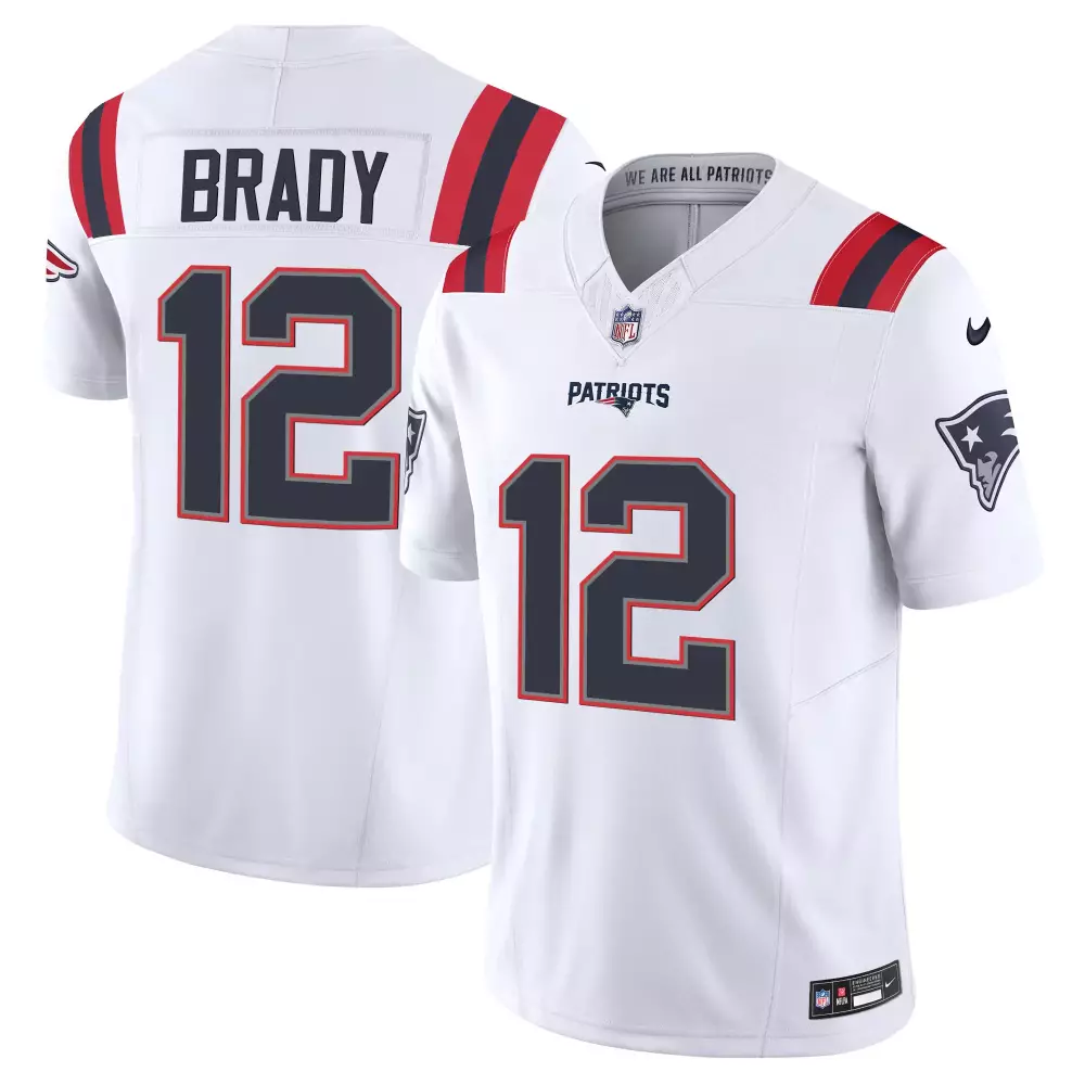 Tom Brady 12 New England Patriots Jersey White Men Stitched Alternate Navy Blue Red