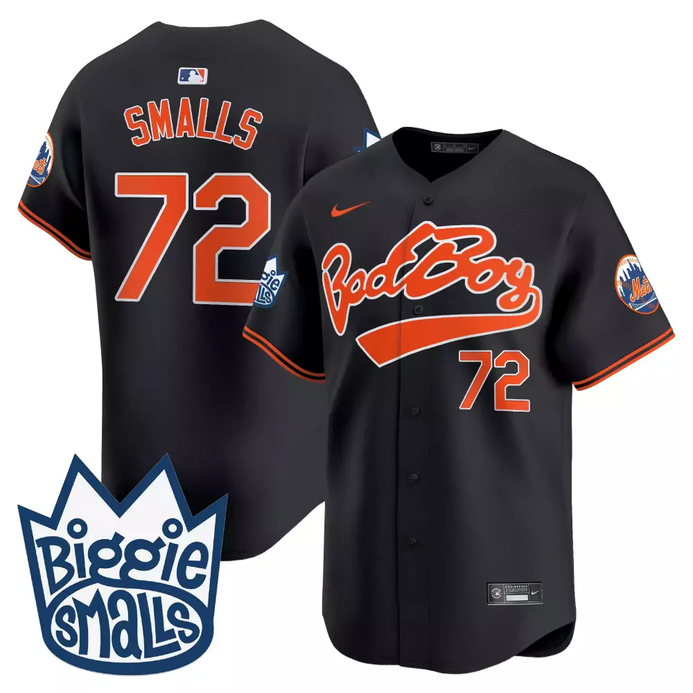 Smalls Biggie 72 New York Mets Jersey Black Bad Boy Men Authentic Alternate Orange