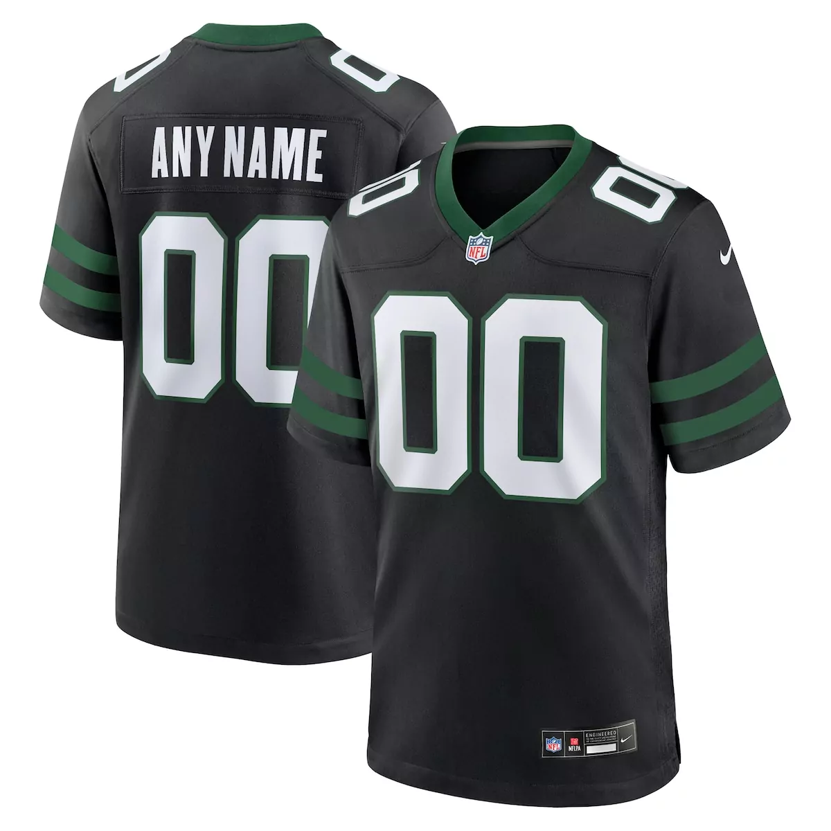 New York Jets Jersey Black Men Stitched Alternate Green White Legacy Custom Game