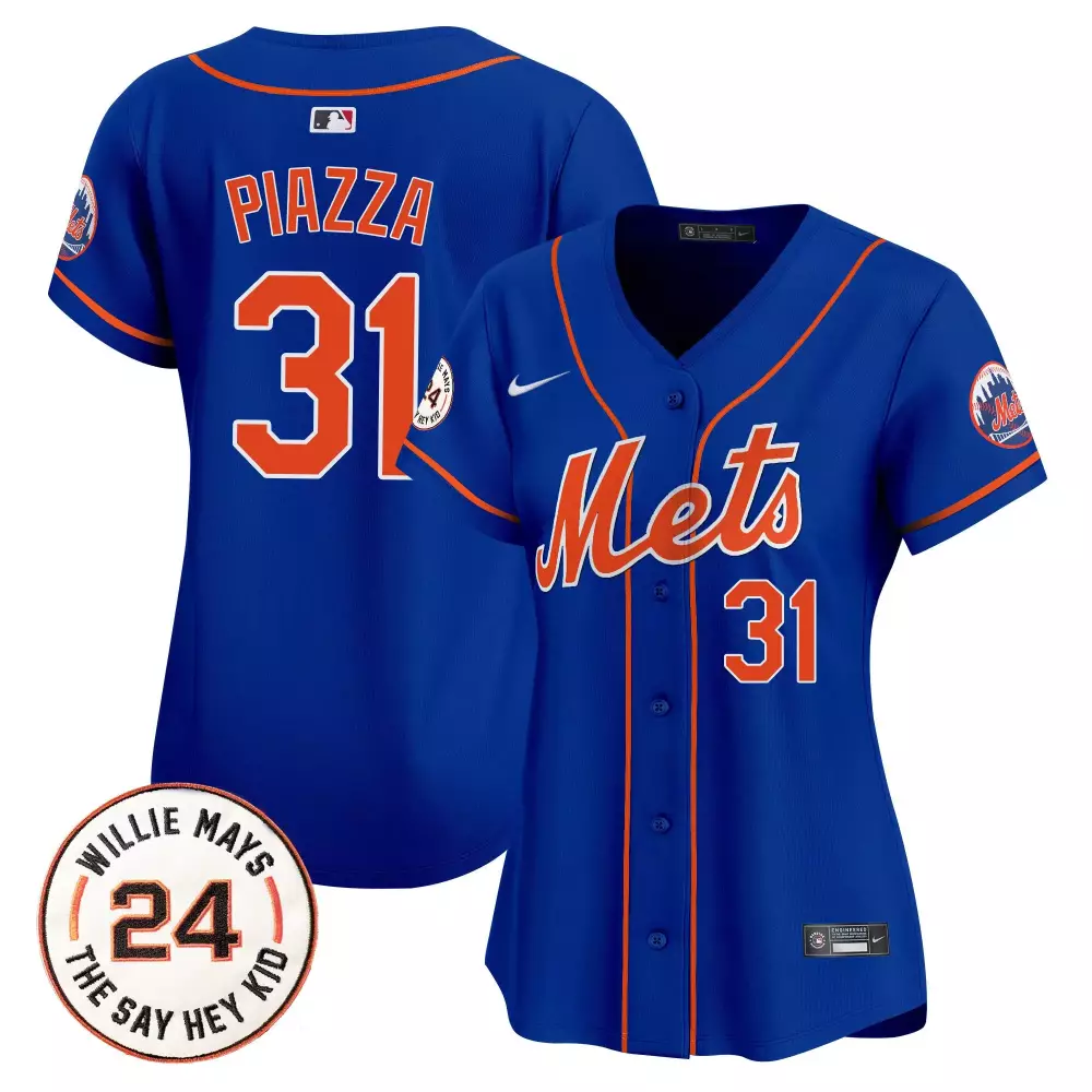 Mike Piazza 31 New York Mets Jersey Blue Men Authentic Orange Vapor Premier Limited