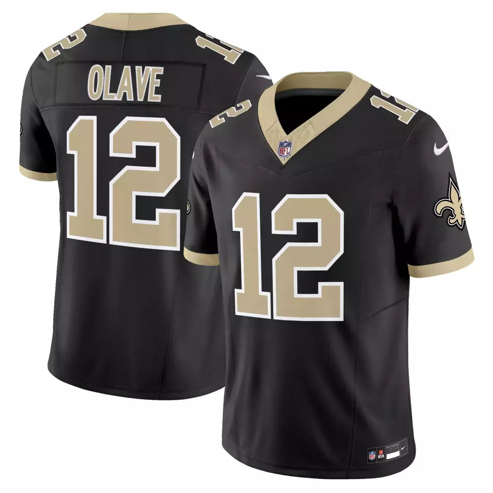 Chris Olave 12 New Orleans Saints Jersey Black Men Stitched Gold White All