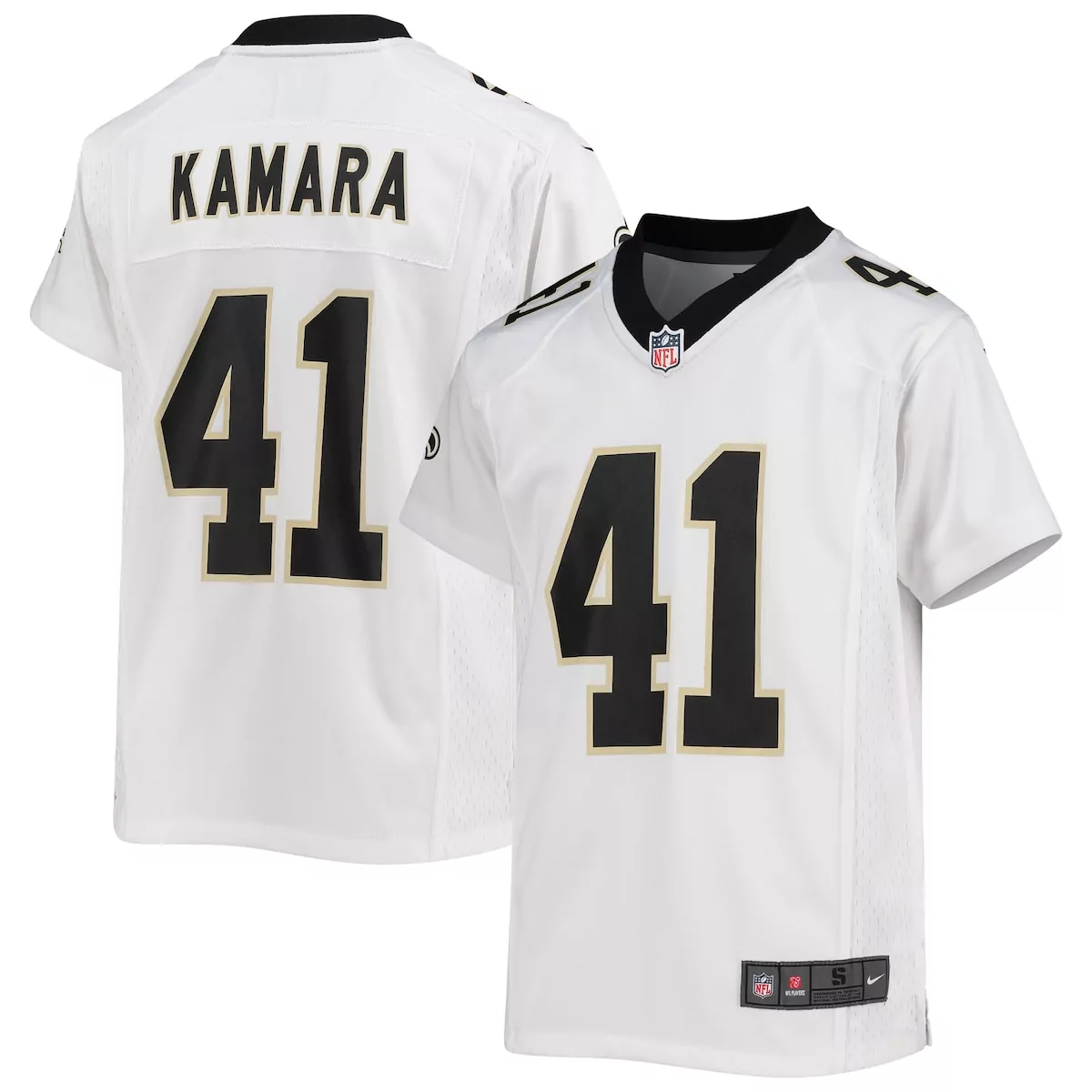 Alvin Kamara 41 Jersey White New Orleans Saints Men Replica Alternate Black Gold