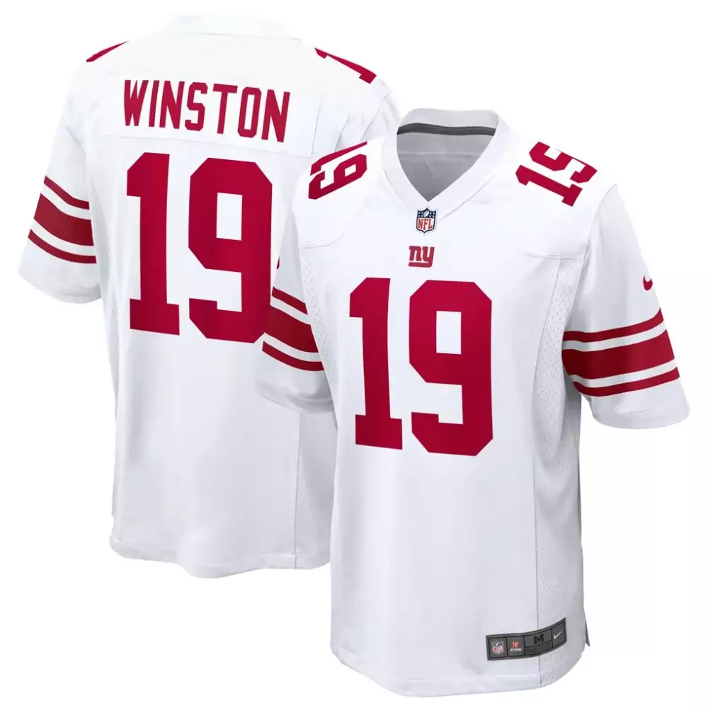 Jameis Winston 19 New York Giants Jersey White Men Authentic Alternate Red Blue Game
