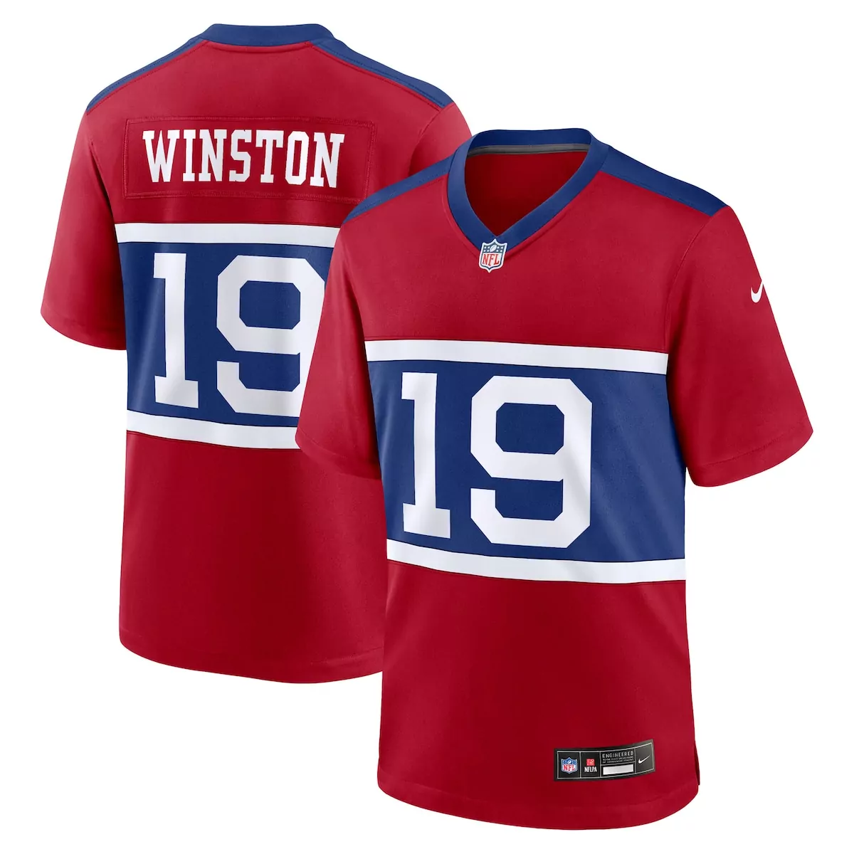 Jameis Winston 19 New York Jets Jersey Red Men Stitched Blue White Alternate Game