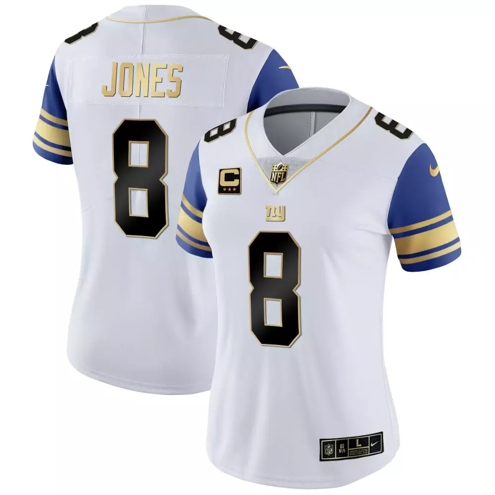 Daniel Jones 8 New York Giants Jersey White Women Stitched Alternate Blue Gold Vapor