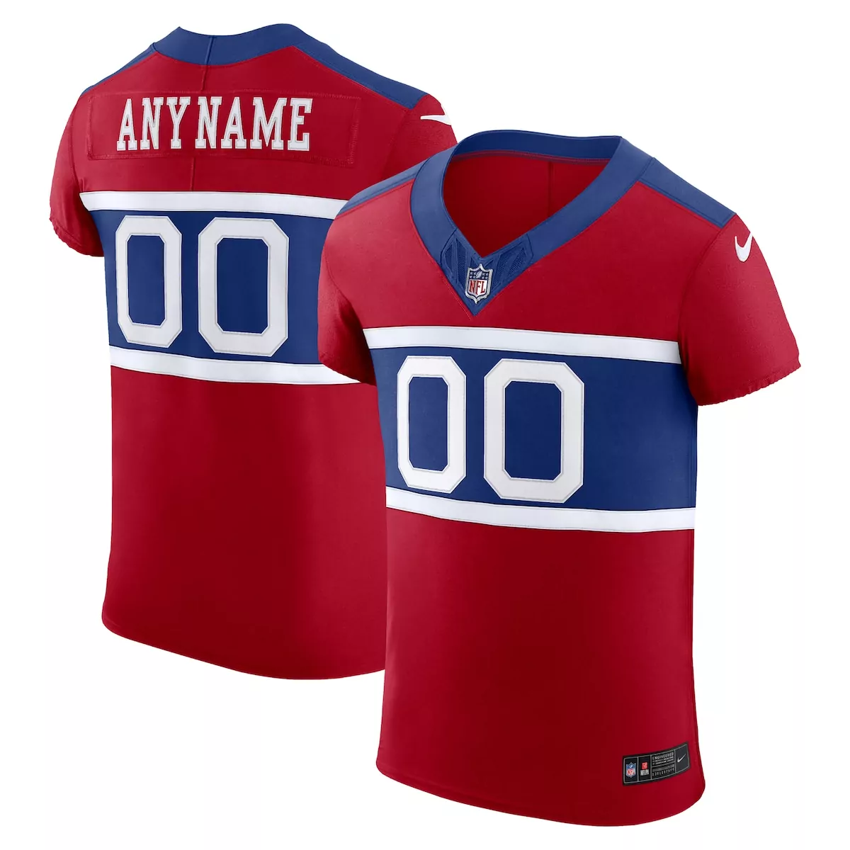 Custom Jersey Red Men Unknown Blue White Alternate Vapor Elite