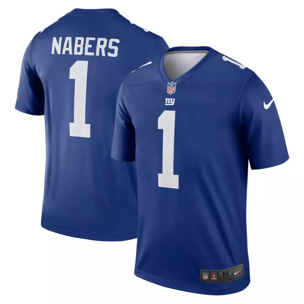 Malik Nabers 1 New York Giants Jersey Blue Men Replica White