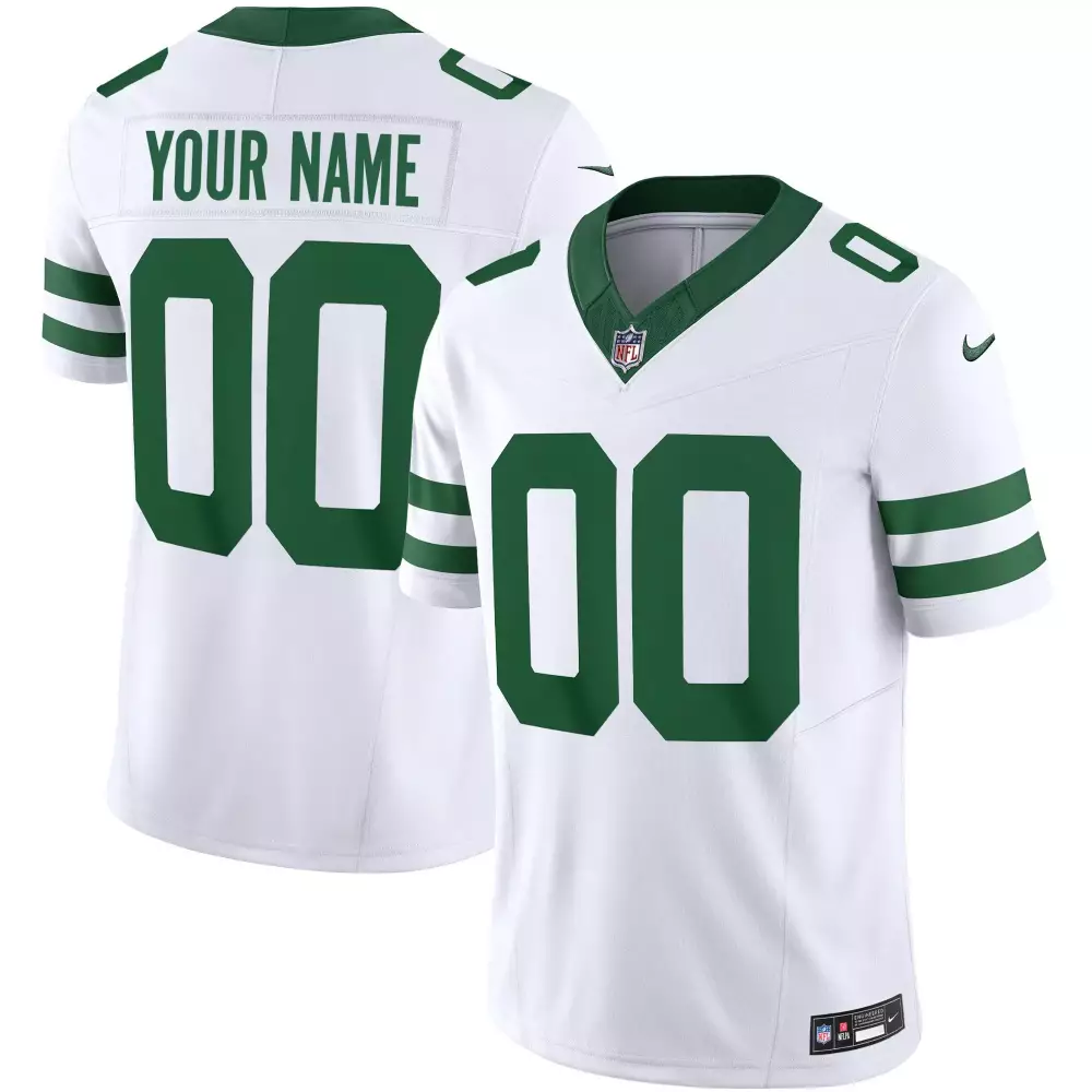 Custom New York Jets Jersey White Men Stitched Alternate Green All Vapor