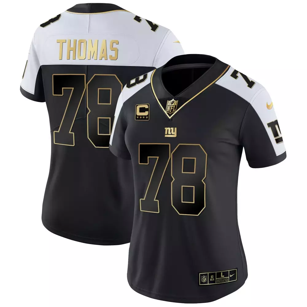 Andrew Thomas 78 New York Giants Jersey Black Women Stitched Alternate White Gold