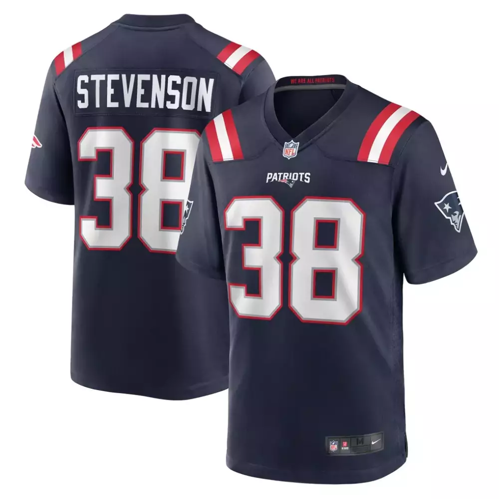 Rhamondre Stevenson 38 Jersey Navy Blue New England Patriots Men Authentic Red White