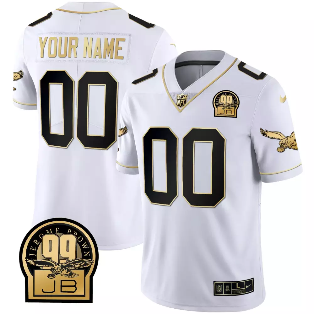 Custom Philadelphia Eagles Jersey White Jerome Brown 99 Jb Men Stitched Alternate
