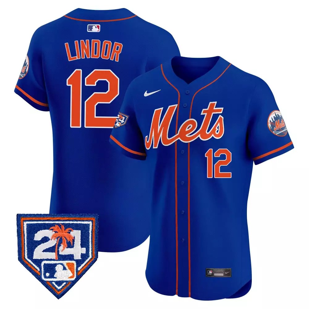 Francisco Lindor 12 New York Mets Jersey Royal Blue City Connect Men Authentic Custom Design