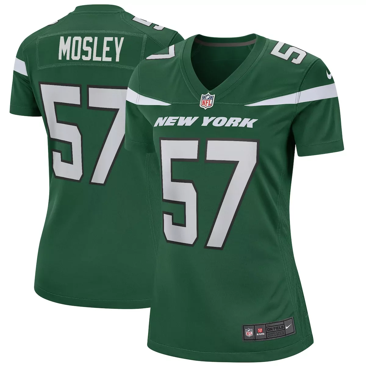 Mosley 57 New York Jets Jersey Green Women Authentic White