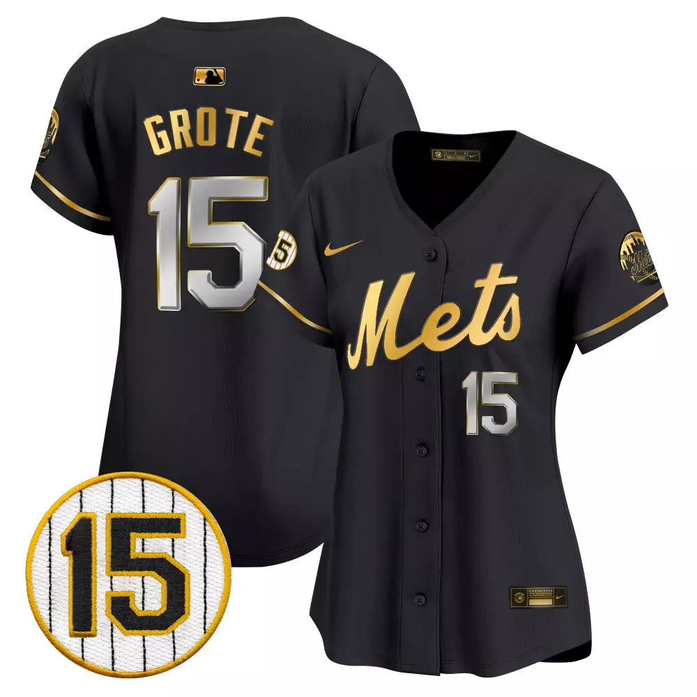 Jerry Grote 15 New York Mets Jersey Black City Connect World Series Women Stitched