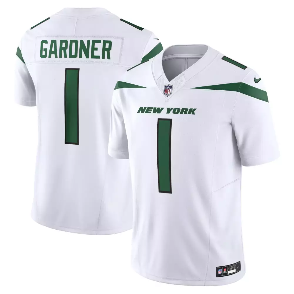 Sauce Gardner 1 New York Jets Jersey White Men Authentic Alternate Green All Stitched