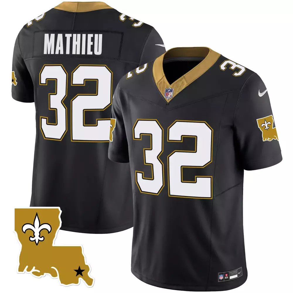 Tyrann Mathieu 32 Jersey Black New Orleans Saints Men Authentic Alternate Gold Legacy