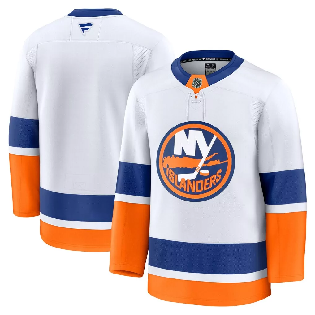 New York Islanders Jersey White Men Replica Alternate Blue Orange Away