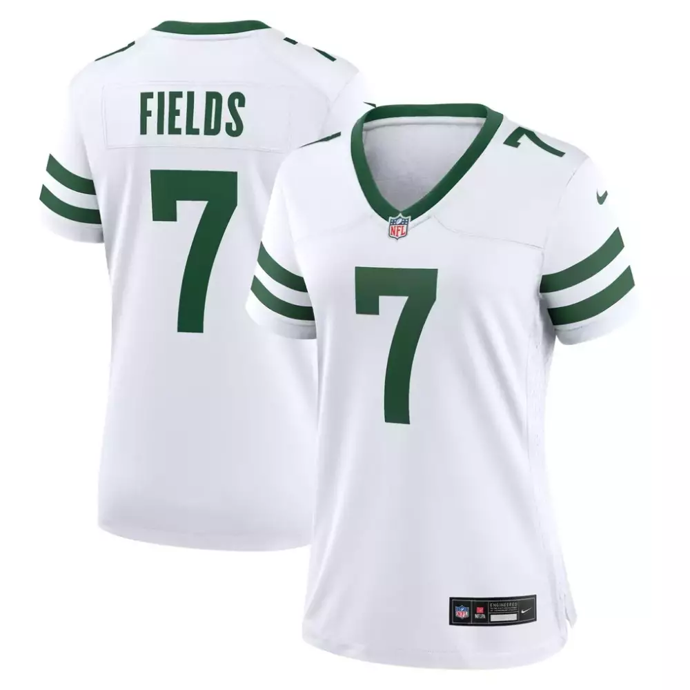 Justin Fields 7 New York Jets Jersey White Women Stitched Alternate Green Game