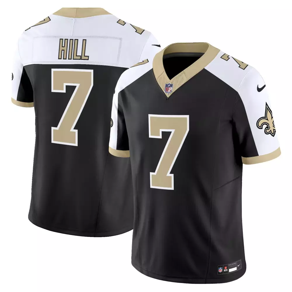 Taysom Hill 7 New Orleans Saints Jersey Black Men Authentic White Gold Stitched