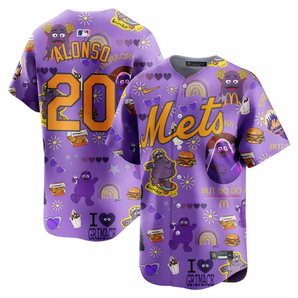 Pete Alonso 20 New York Mets Jersey Purple Grimace Men Authentic Alternate Custom Design