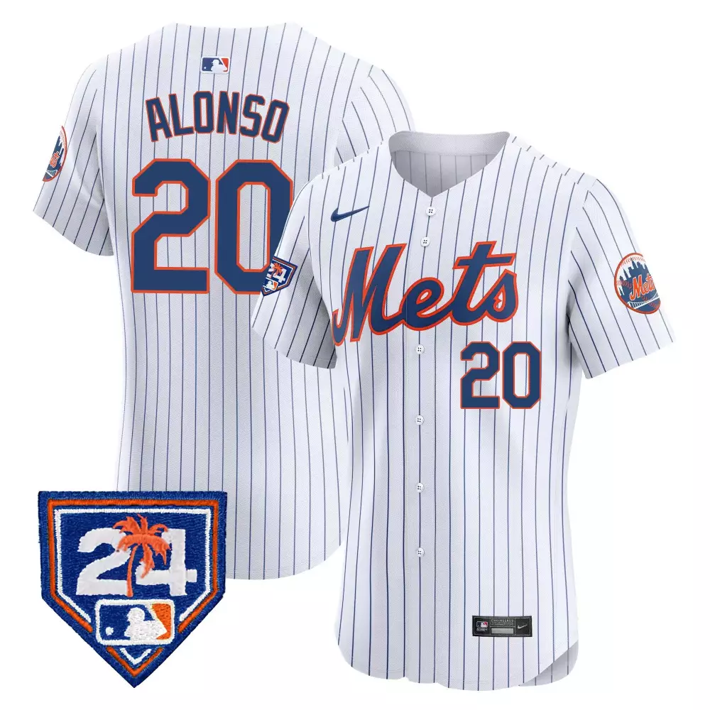 Pete Alonso 20 New York Mets Jersey White Men Authentic Blue Orange Vapor Premier