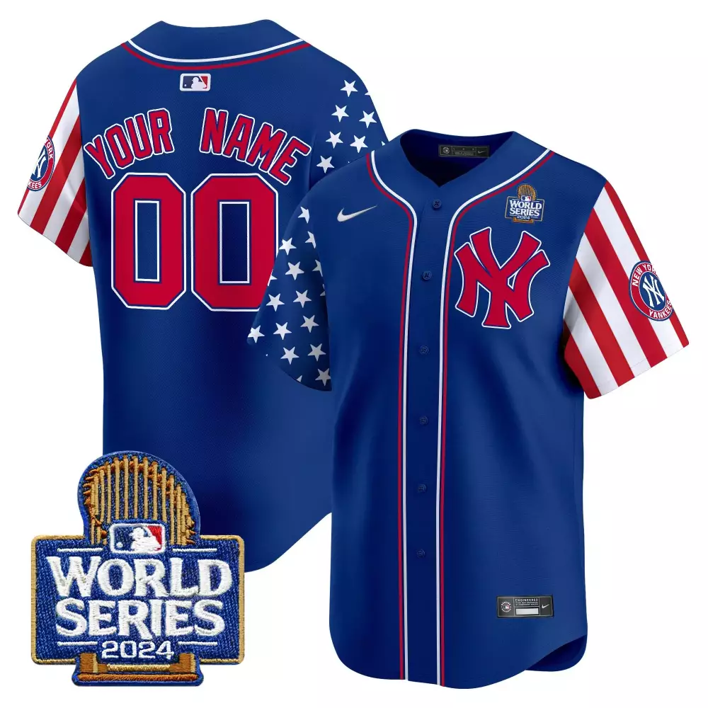 Custom New York Yankees Jersey Royal Blue World Series 2024 Men Authentic Design
