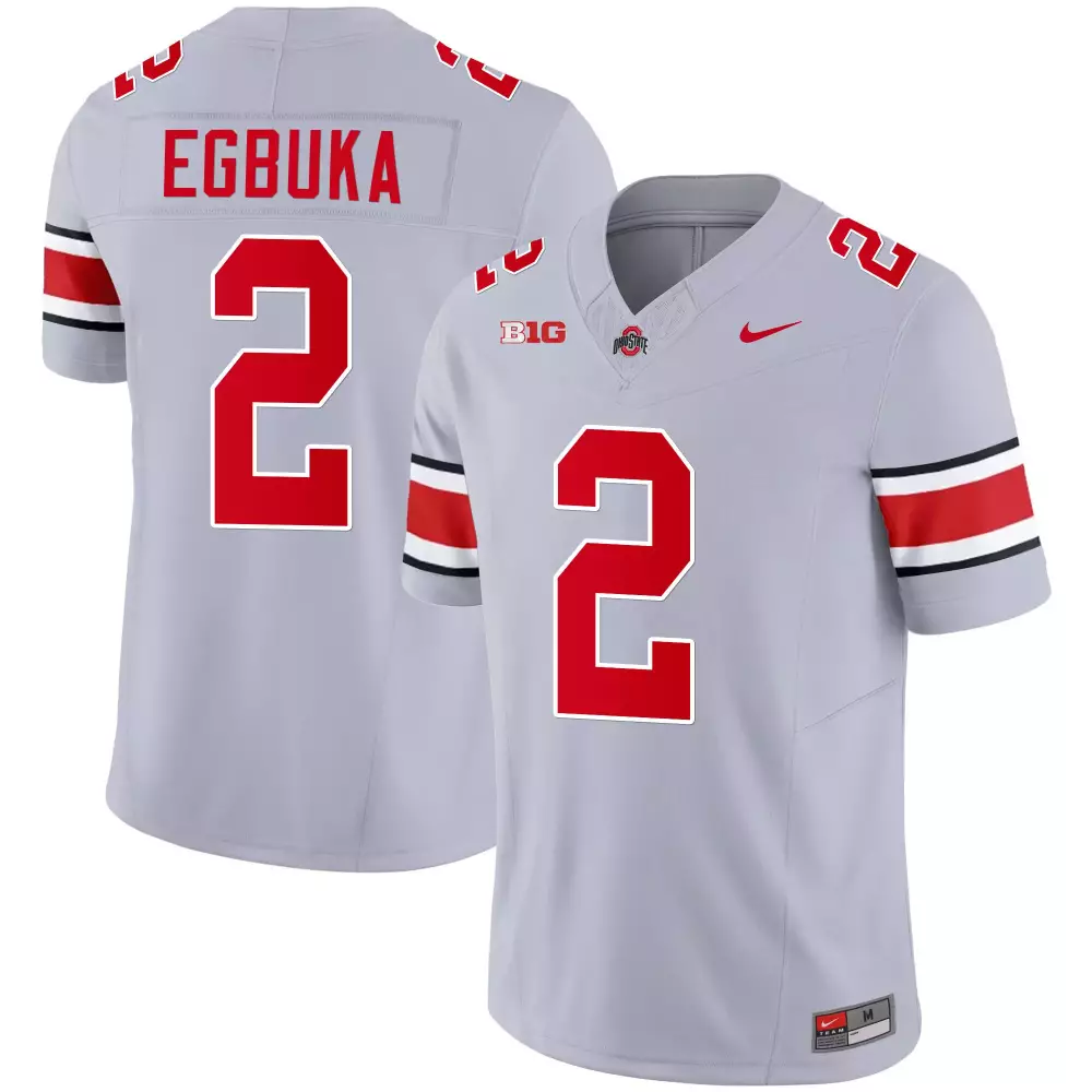 Emeka Egbuka 2 Jersey Gray Ohio State Buckeyes Men Authentic Alternate Red Black