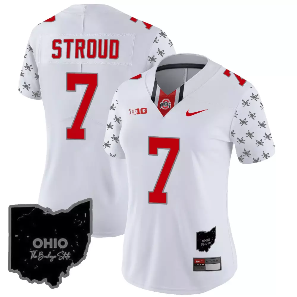 Stroud 7 Ohio State Buckeyes Jersey White Women Authentic Red Gray Limited Alternate