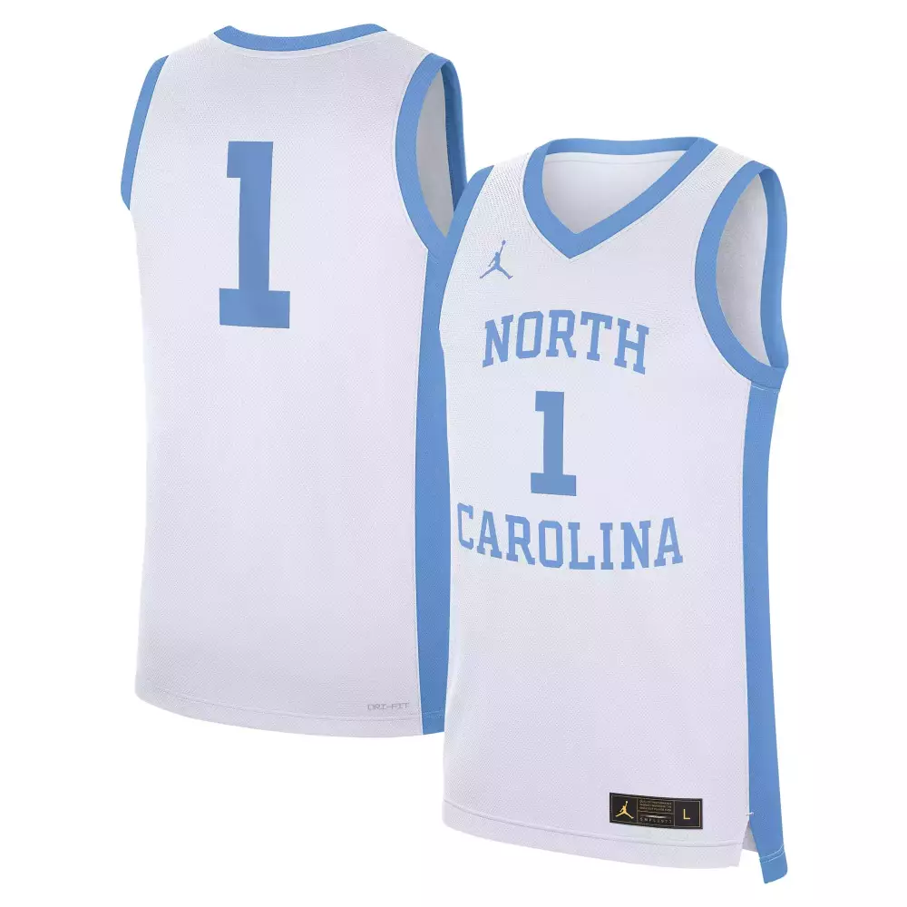 Custom North Carolina Tar Heels 1 Jersey White Men Stitched Light Blue All Vapor