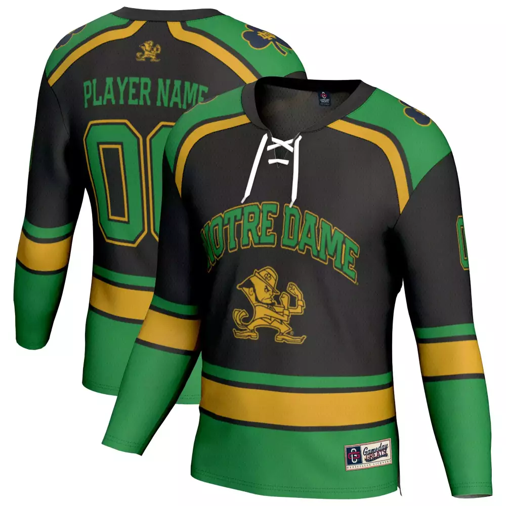 Notre Dame Fighting Irish Jersey Black Replica Green Gold All Stitched Vapor