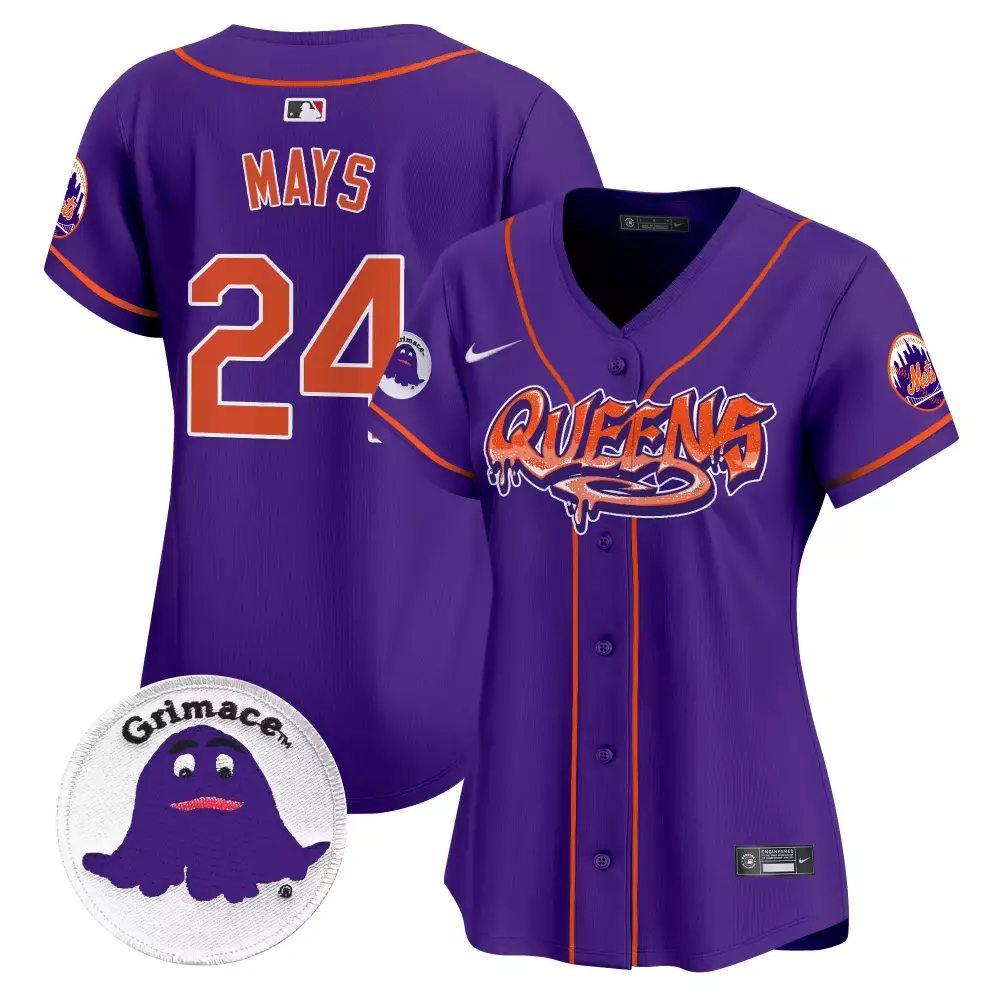 Willie Mays 24 New York Mets Jersey Purple Grimace Women Authentic Alternate Custom Design