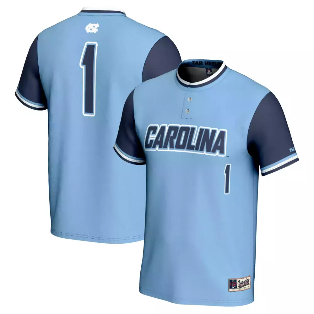 Custom North Carolina Tar Heels 1 Jersey Light Blue Men Authentic Navy White All