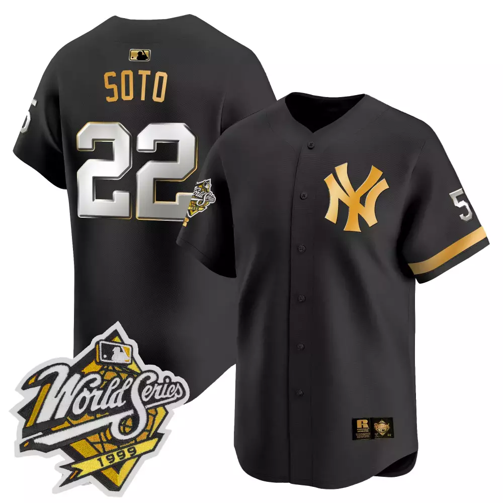 Soto 22 New York Yankees Jersey Black World Series 1999 Men Authentic Alternate Gold