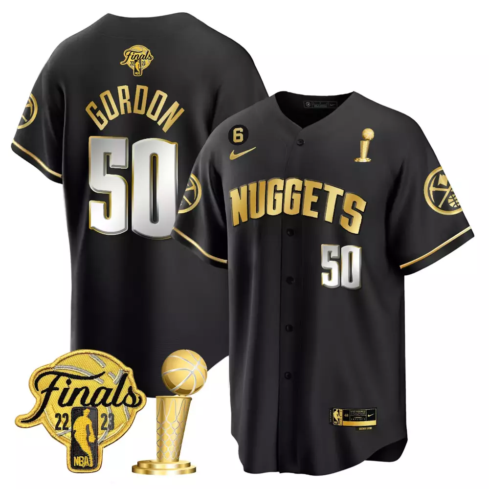 Aaron Gordon 50 Denver Nuggets Jersey Black NBA Finals 2023 Men Authentic Gold All