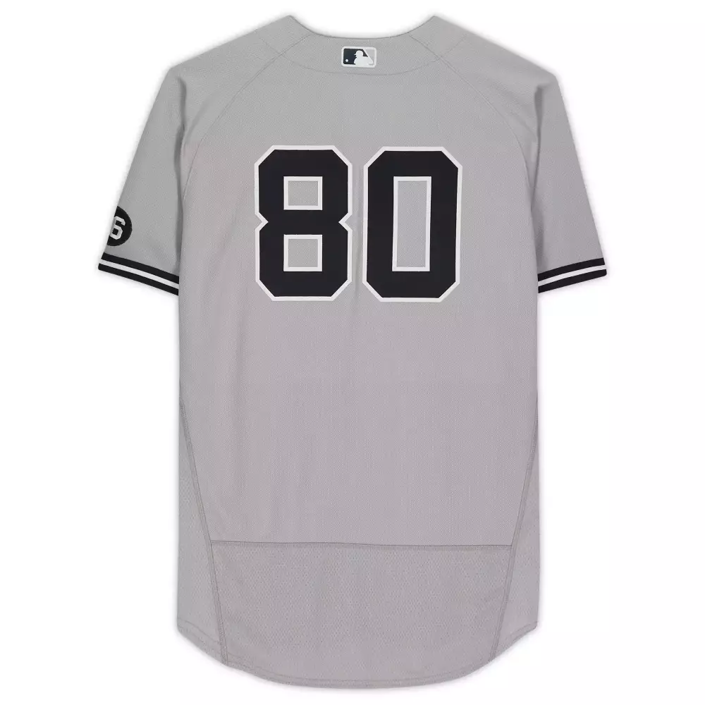 Custom New York Yankees 80 Jersey Gray Men Stitched Alternate Black White All Vapor
