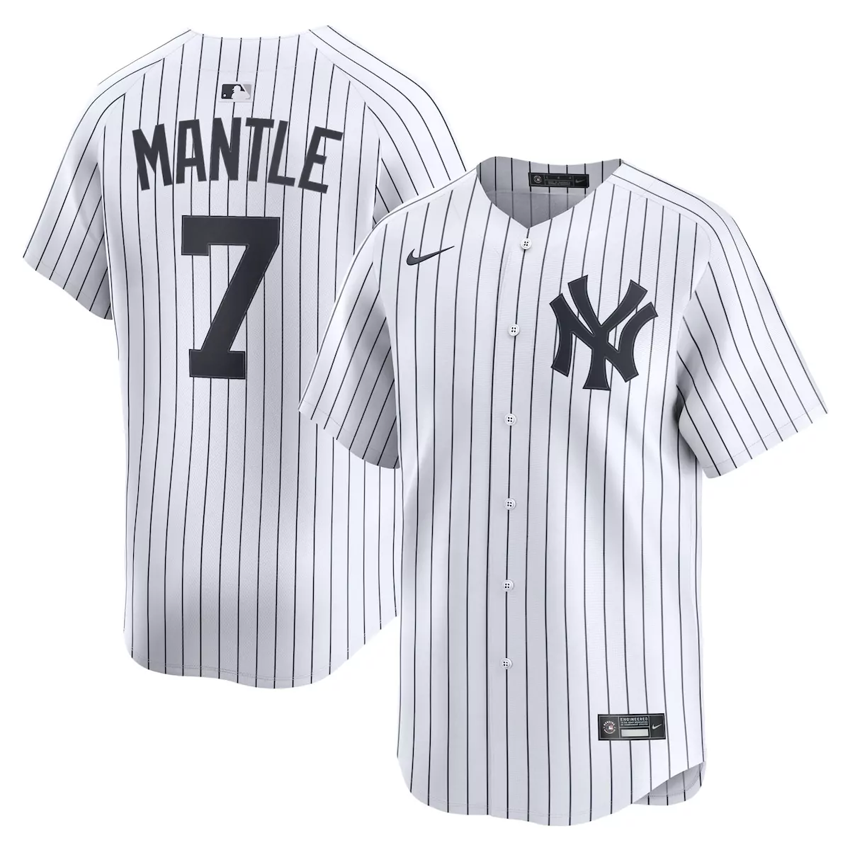 Mickey Mantle 7 New York Yankees Jersey White Men Authentic Navy Blue Home Limited