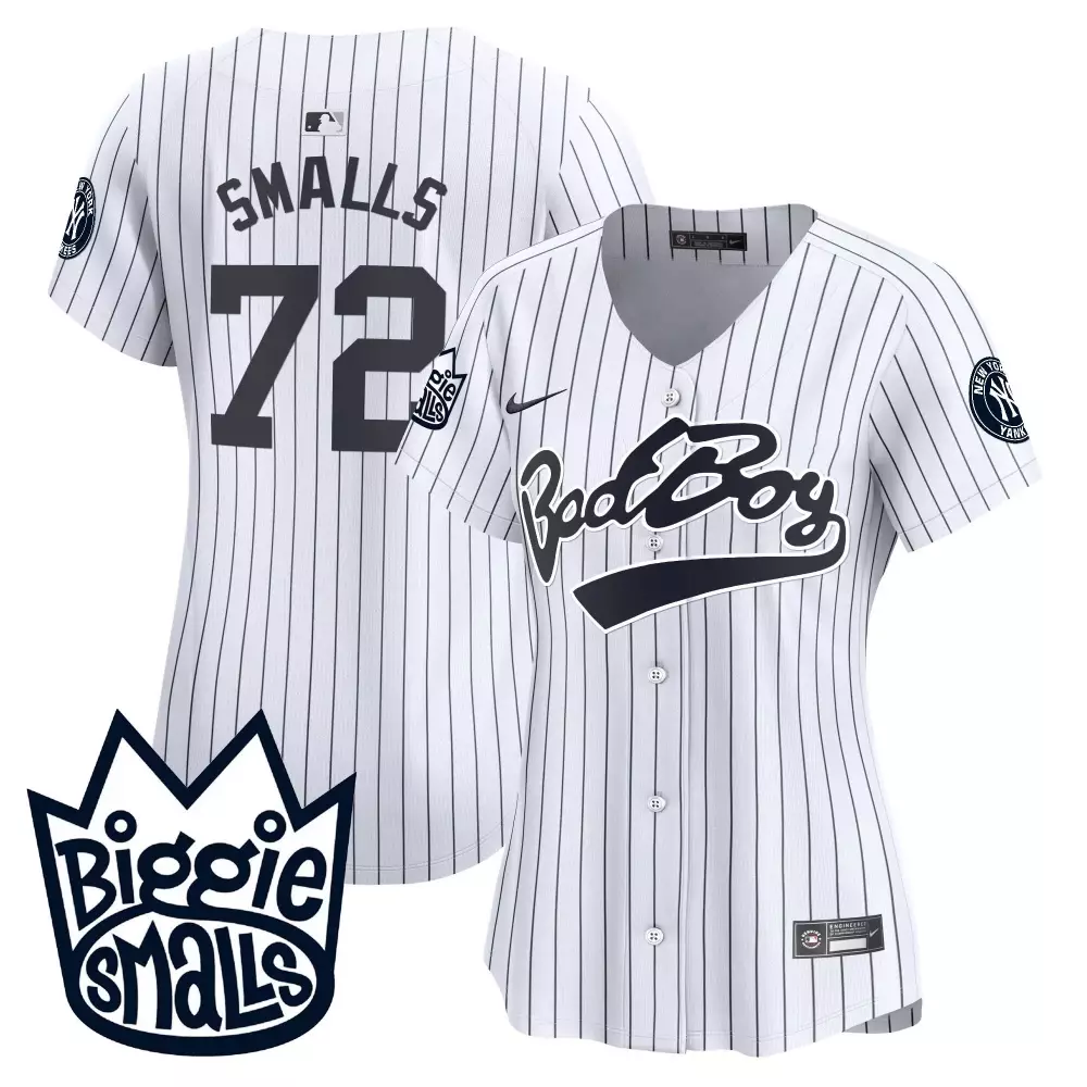 Smalls Biggie 72 New York Yankees Jersey White Women Authentic Black Vapor Premier