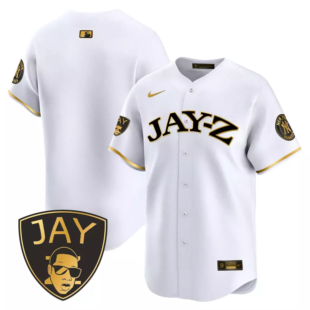 Jay-z New York Yankees Jersey White Roc Nation Men Authentic Gold Vapor Premier Limited