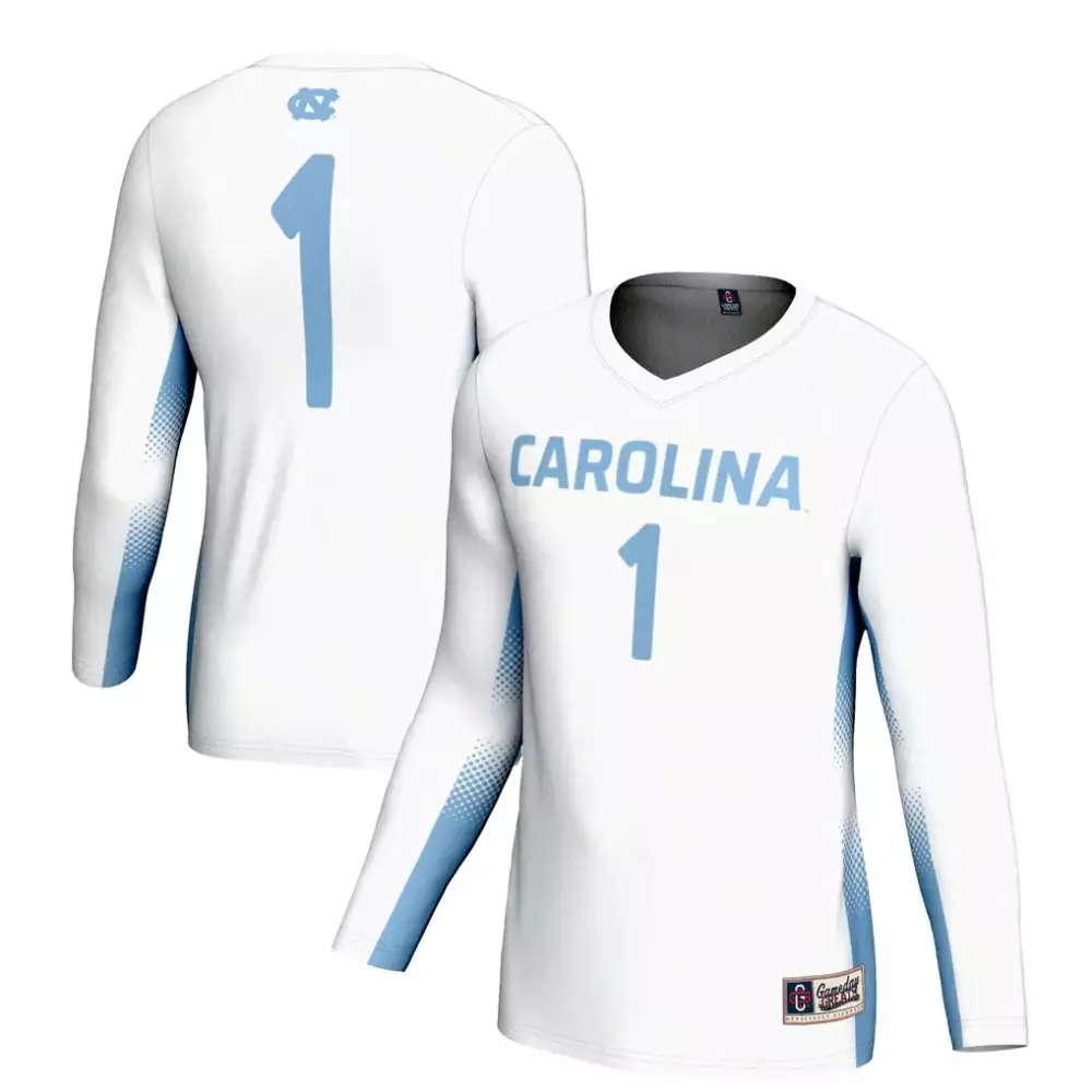 Custom North Carolina Tar Heels 1 Jersey White Stitched Light Blue Gameday Unisex