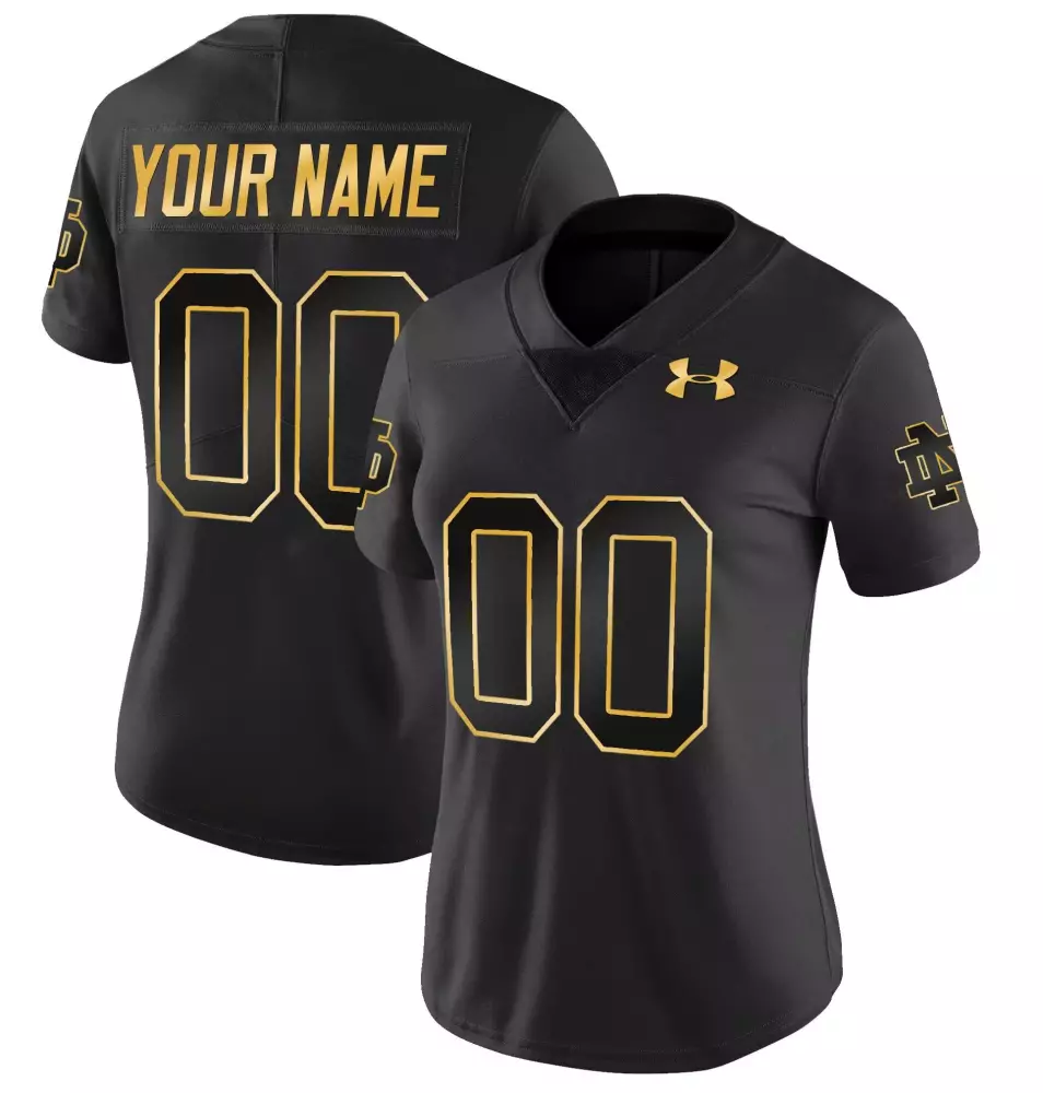 Custom Notre Dame Fighting Irish Jersey Black Women Stitched Gold Vapor Limited All
