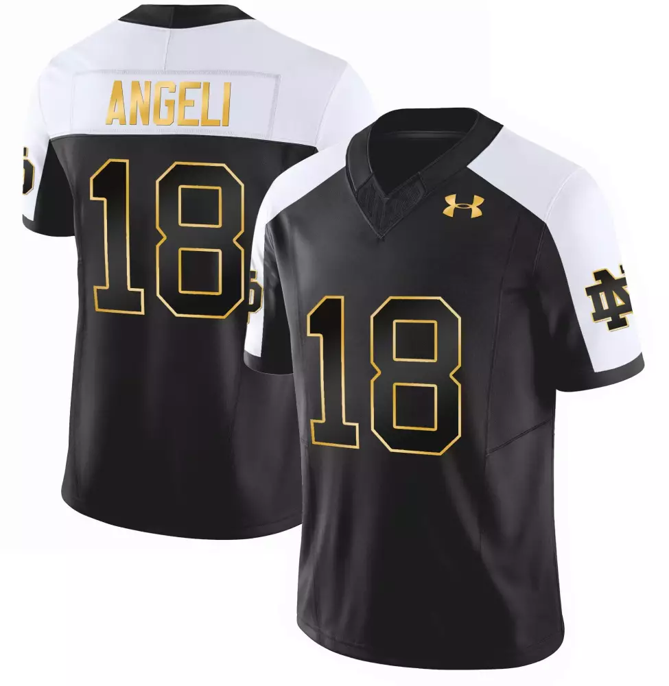 Steve Angeli 18 Jersey Black Notre Dame Fighting Irish Men Authentic White Gold Alternate