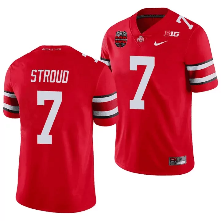 Cj Stroud 7 Ohio State Buckeyes Jersey Red Big Ten Championship Men Authentic White