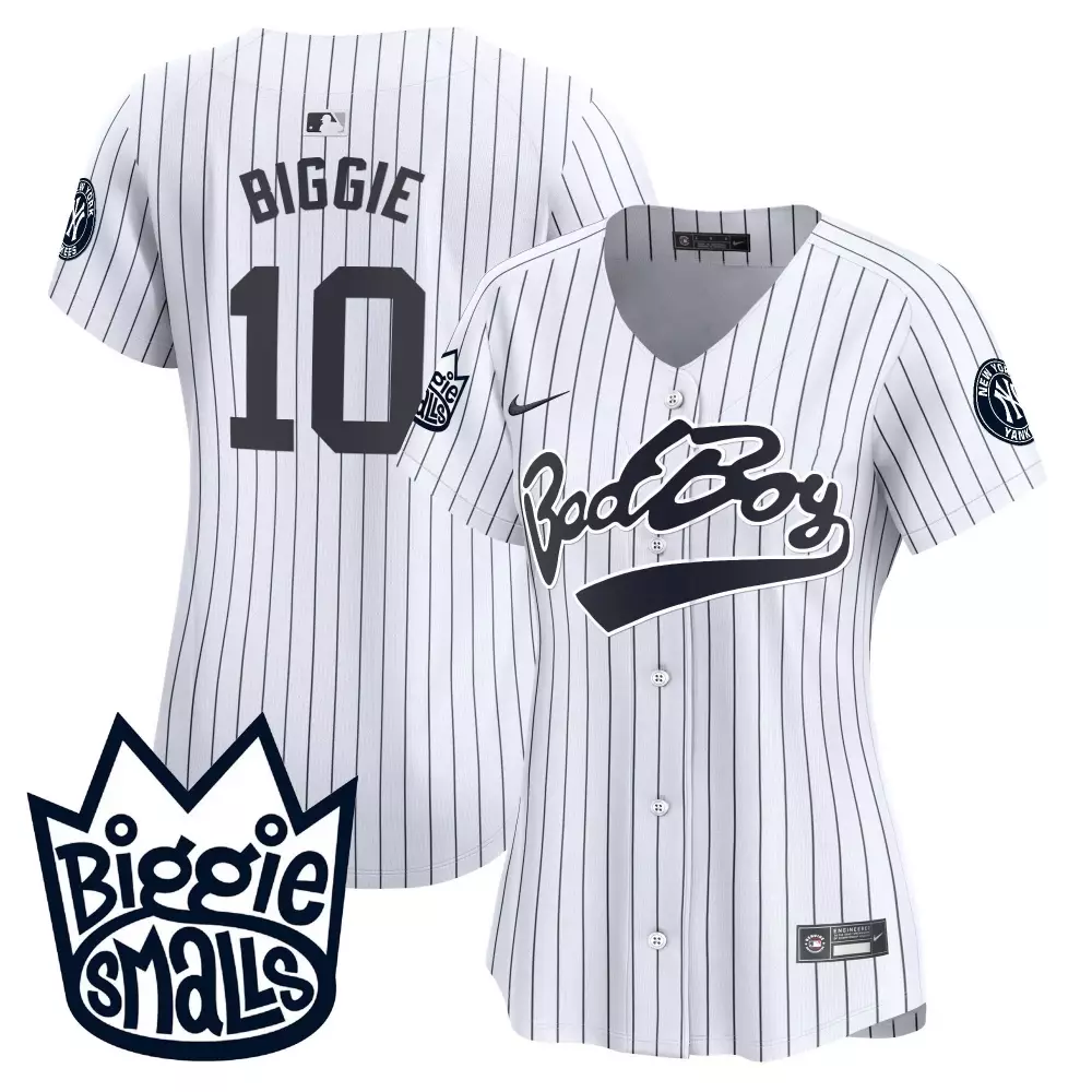 Biggie Smalls 10 New York Yankees Jersey White Bad Boy Women Authentic Black Vapor